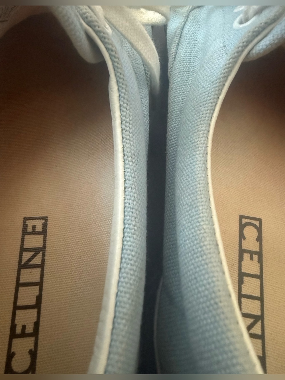 Celine Canvas 180° Low Top Sneakers Light Blue Lace-Up Size 40 (US M7, W9) - Picture 8 of 12